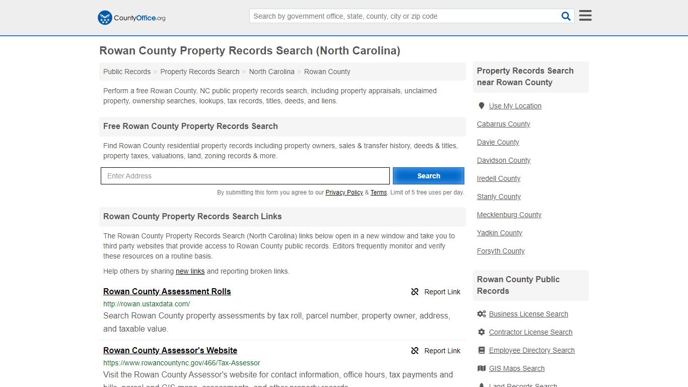 Property Records Search - Rowan County, NC (Assessments ...