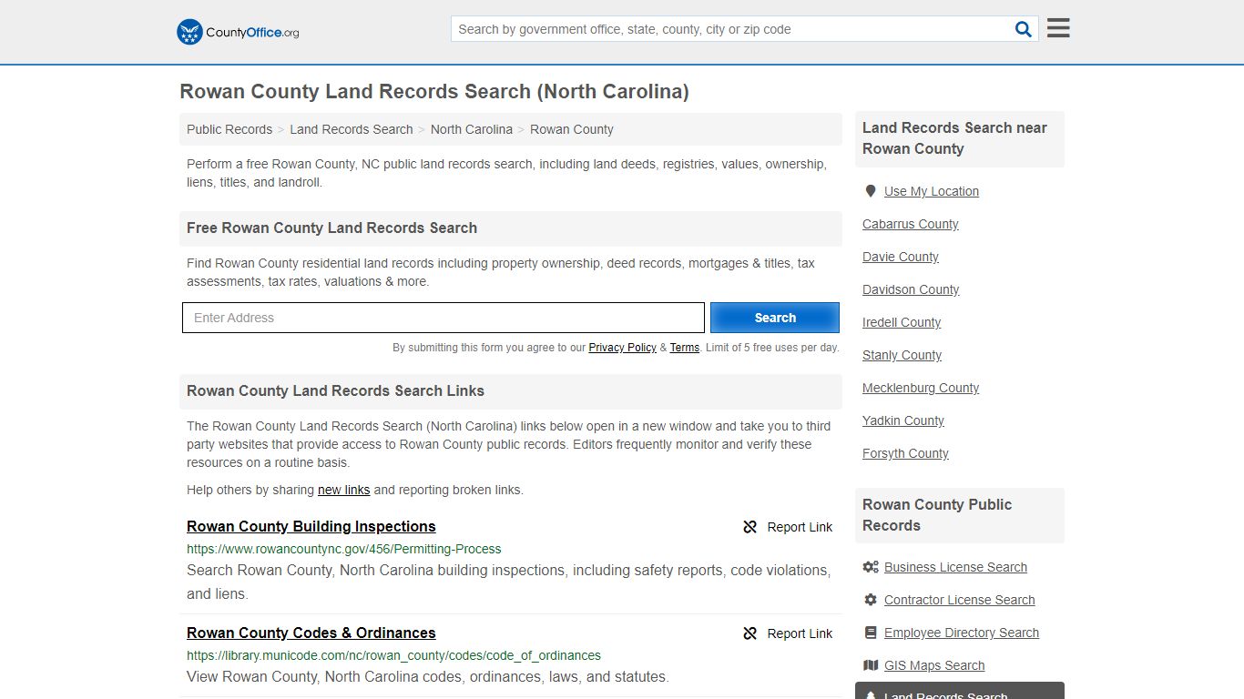 Land Records Search - Rowan County, NC (Deeds, GIS Maps ...